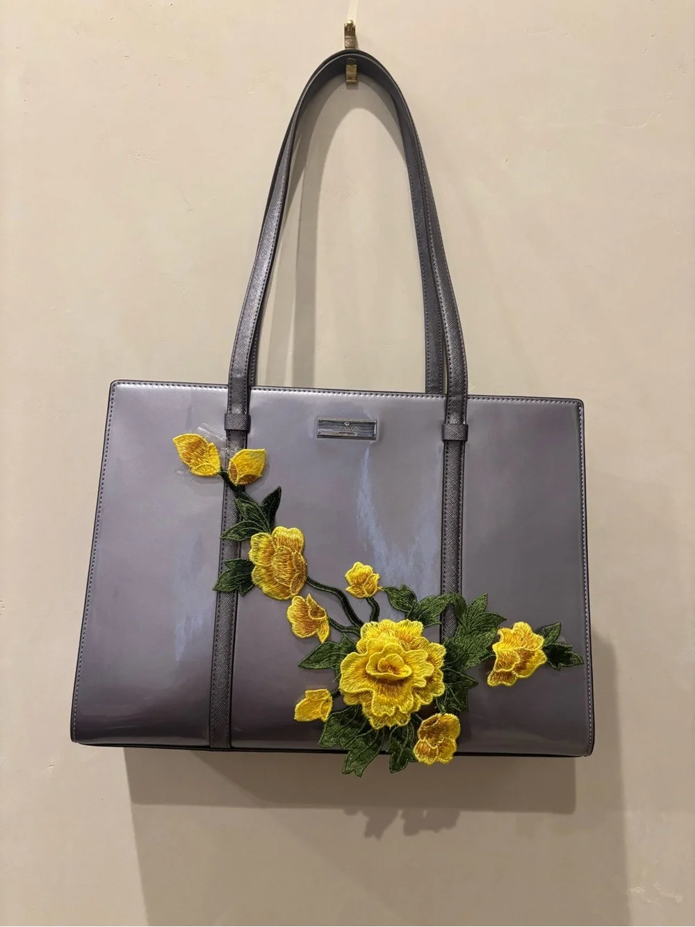 Kate Spade Style Bag with Custom Fabric Flower Accent.